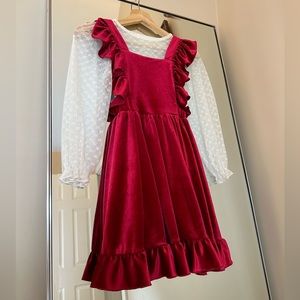Girls Red Velvet Christmas Santa Dress size 10 Ollie Jay
